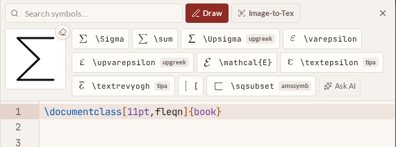 Drawing a sigma in the symbol palette with \Sigma and \sum ranked instantly