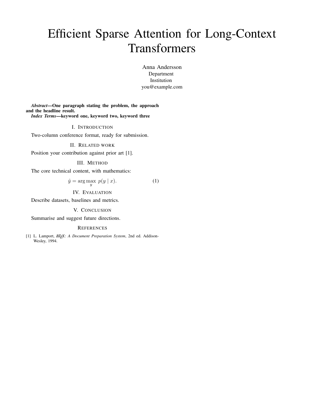 Compiled first page of the Conference paper (IEEE) LaTeX template