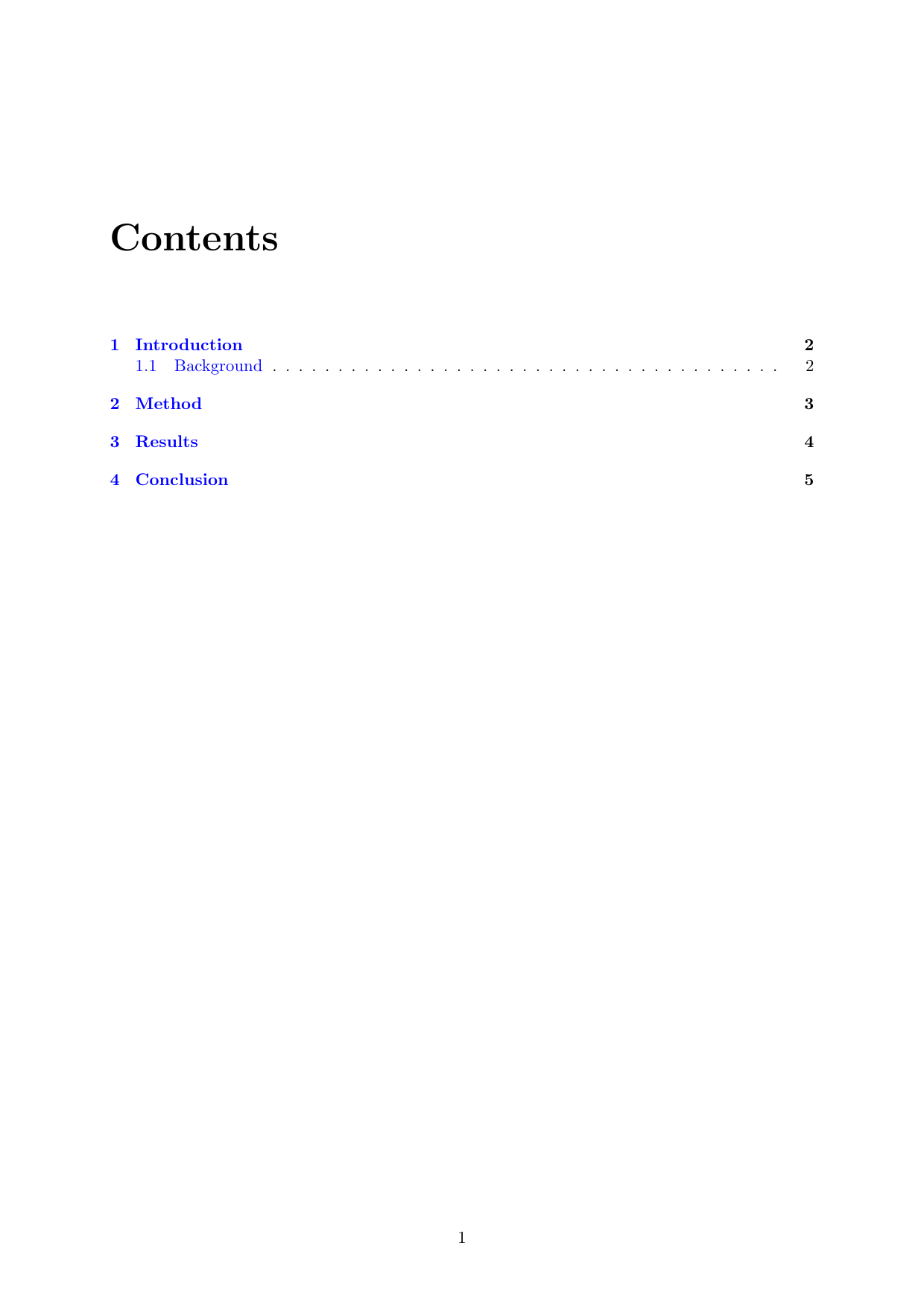 A content page from the Report LaTeX template