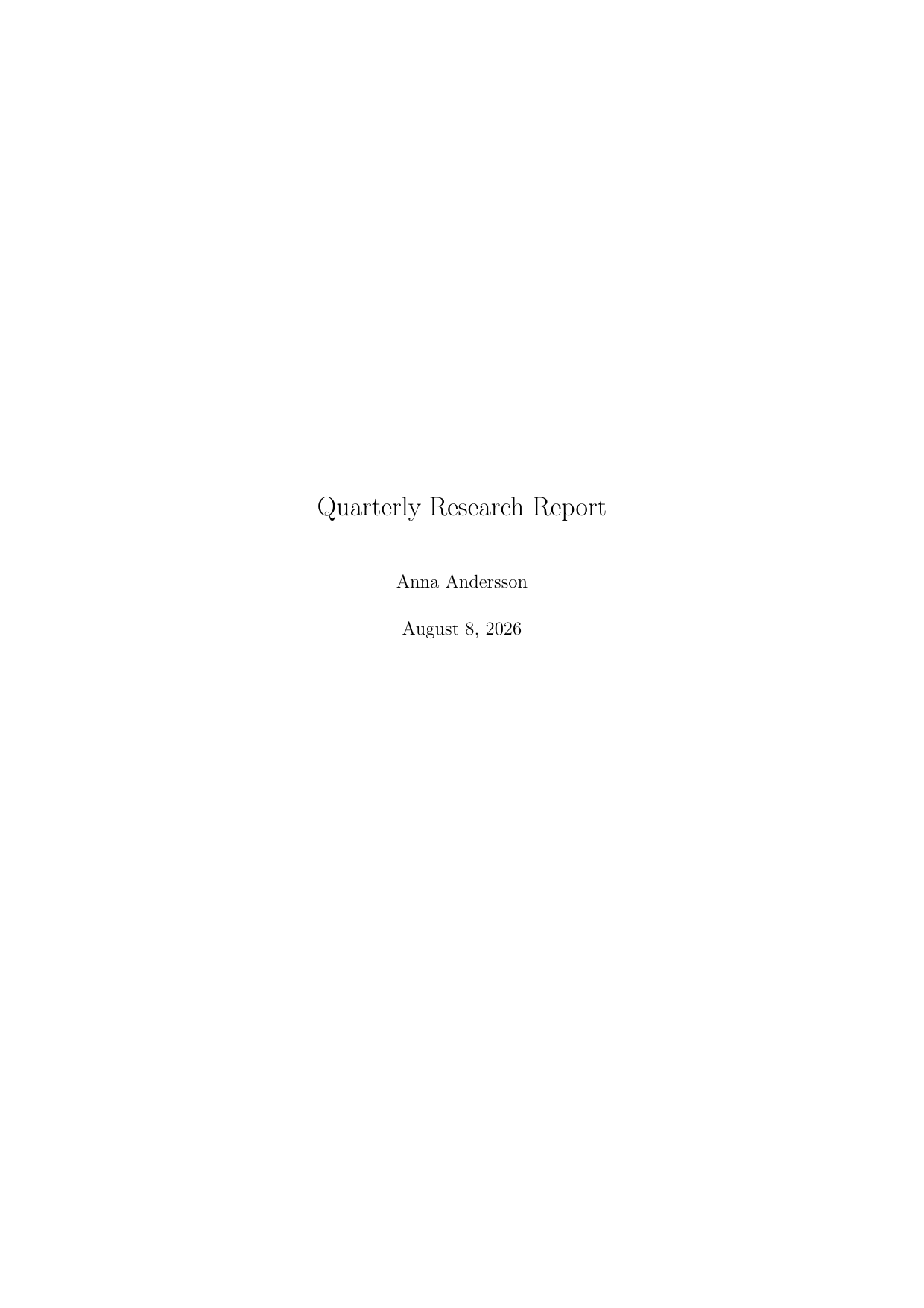 Compiled first page of the Report LaTeX template